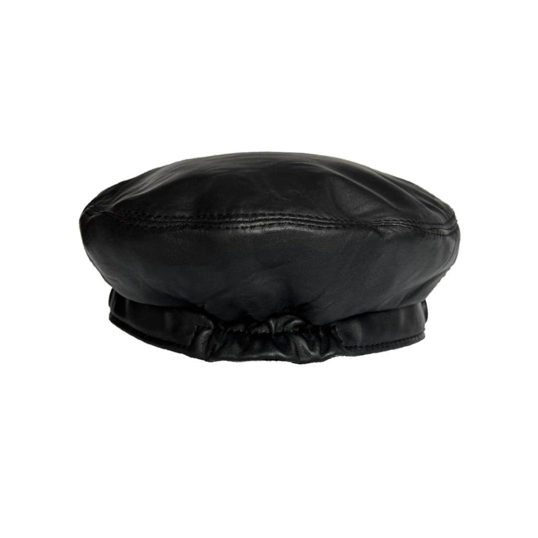 Lukkizara Women's Real Leather Newsboy Cap Yacht Captain Sailor Hat