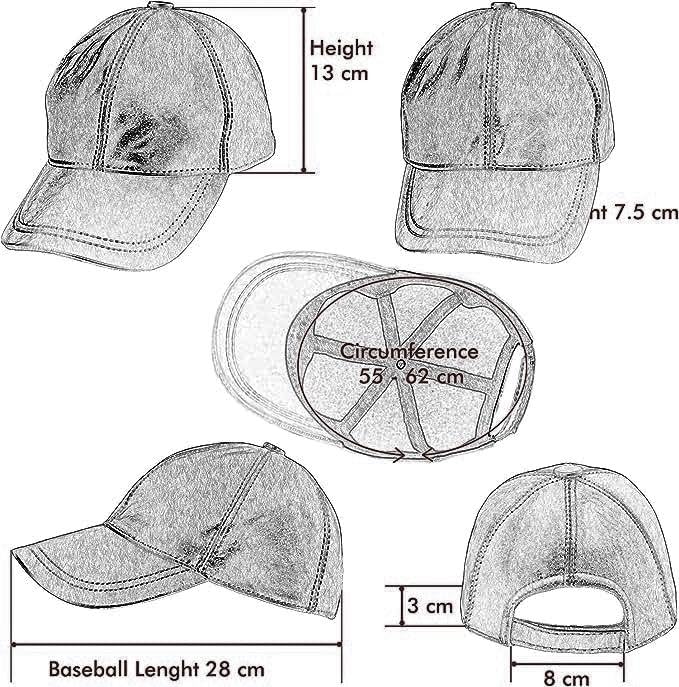 Leather Baseball Cap Soft Lambskin Hat Classic Adjustable Referee Snapback Dad Hat