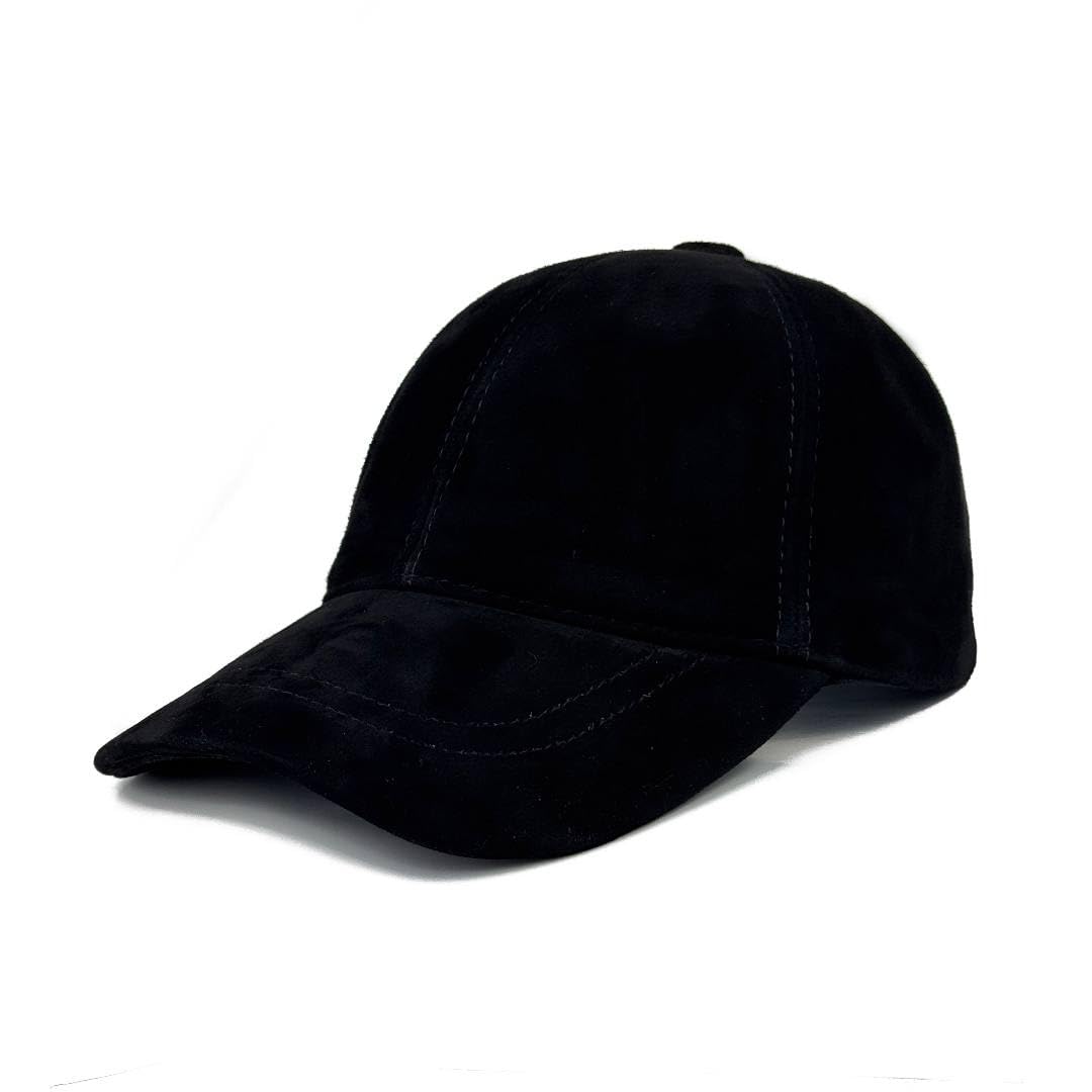 Lukkizara Suede Leather Lambskin Outdoor Unisex Baseball Sport Cap Black