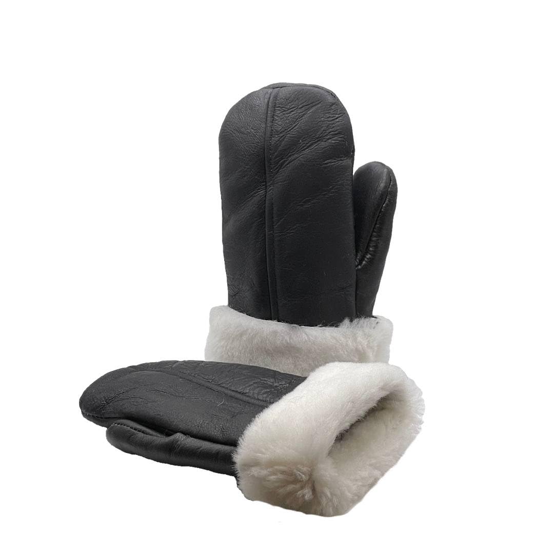 Lukkizara Men's and Women's Premium Shearling Sheepskin Leather Fur Mittens