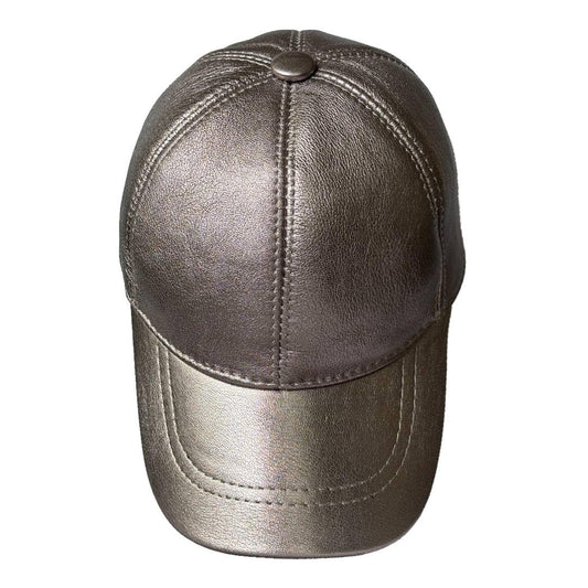Lukkizara Metallic Genuine Leather Baseball Cap Sheepskin Adjustble Classic Referee Snapcack Hat