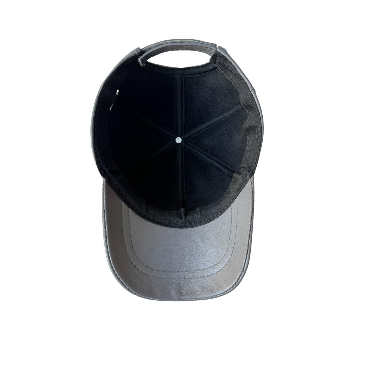 Genuine Real Lambskin Leather Unisex Baseball Cap - 100% Sheepskin Adjustable Grey