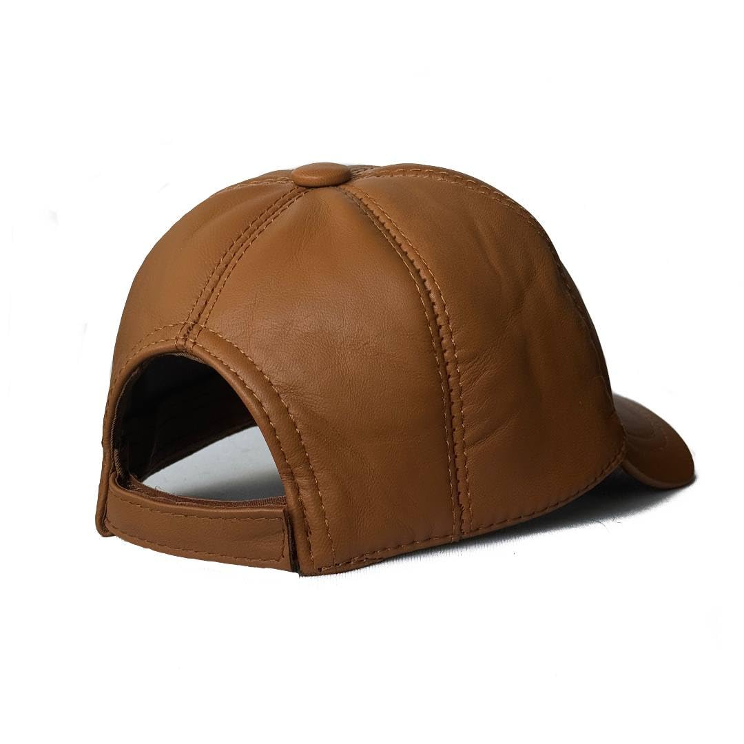 Lukkizara Genuine Leather Baseball Cap Adjustable Strap Plain Real Lambskin Leather Hat Sports Visor