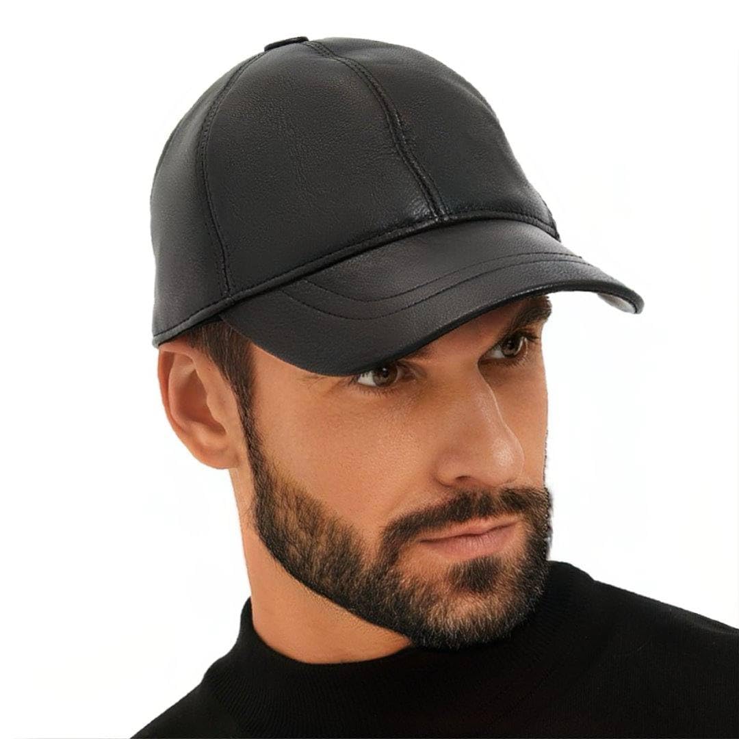 Leather Baseball Cap Soft Lambskin Hat Classic Adjustable Referee Snapback Dad Hat