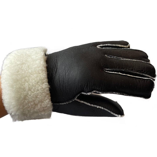 Lukkizara Gloves Leather Shearling Sheepskin Fur Unisex Winter Warm Gloves S-2XL