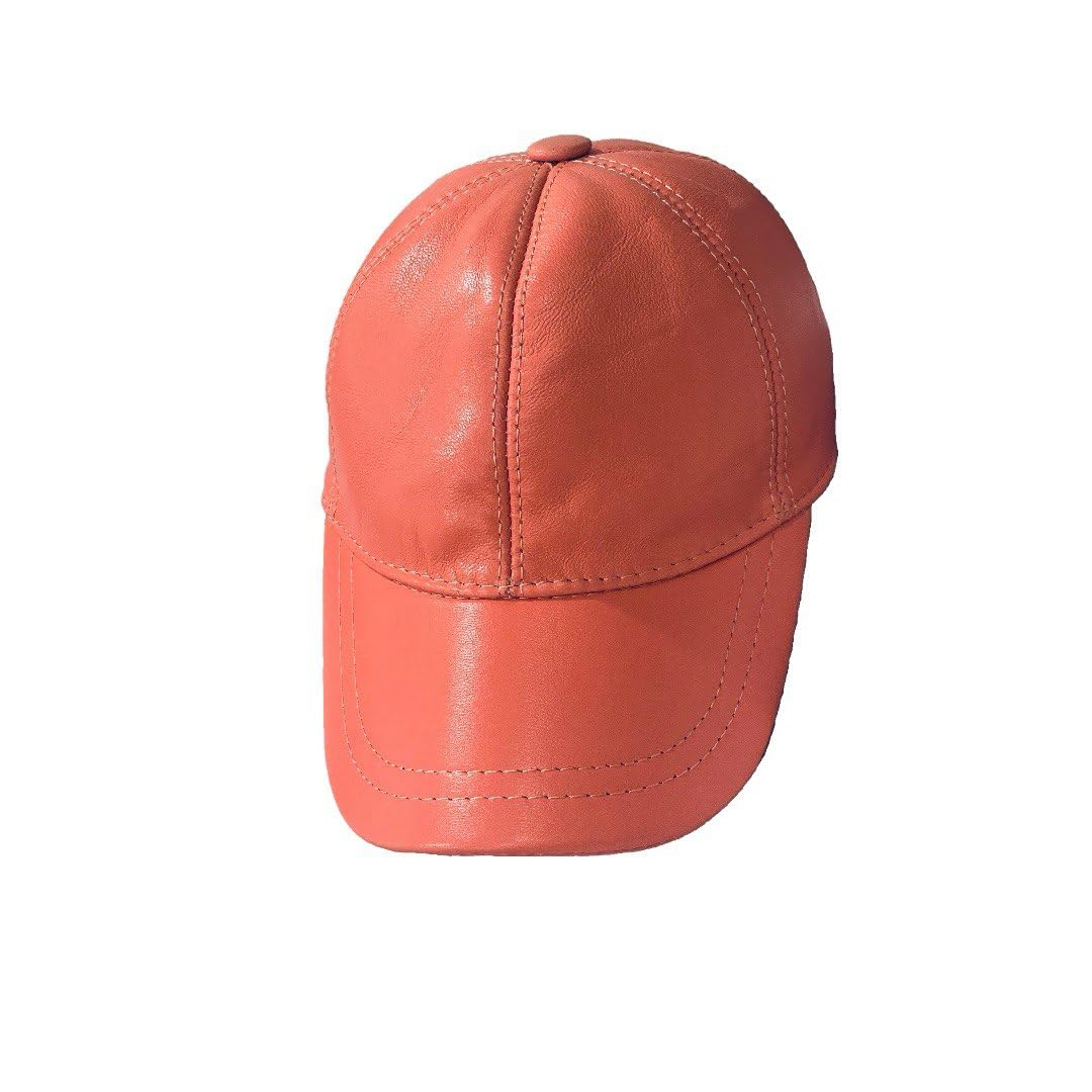 Lukkizara Real Leather Baseball Cap for Women. 100% Genuine Sheepskin Adjustable Classic Hat for Walking. Pink