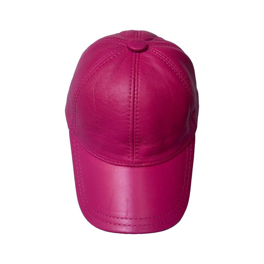 Lukkizara Real Leather Baseball Cap for Women. 100% Genuine Sheepskin Adjustable Classic Hat for Walking. Pink