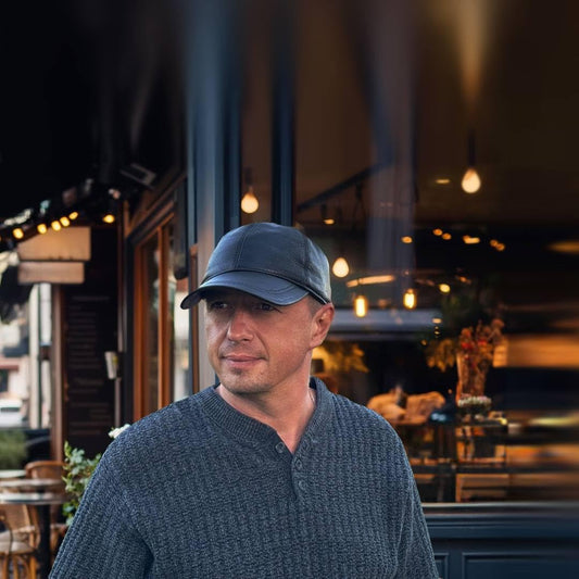 100% Real Genuine Lambskin Leather Baseball Cap Hat Sports Visor Black