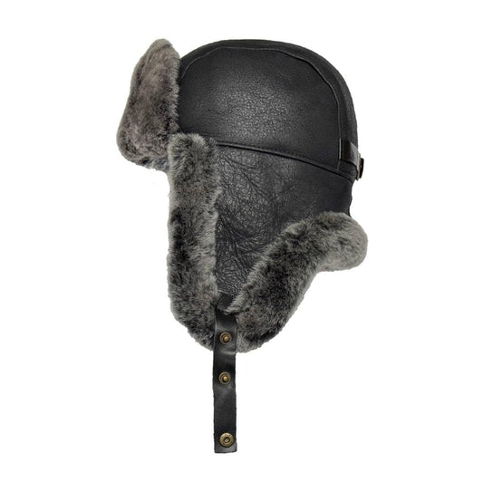 Leather Aviator Russian Ushanka Trapper Shearling Sheepskin Fur Ear Flap Waterproof Winter Hat