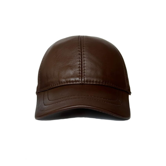 Leather Baseball Cap Genuine Lambskin Leather Hat Sports Visor Adjustable Strap