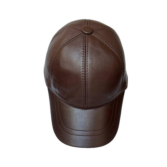Lukkizara Genuine Leather Baseball Cap Unisex Adjustable Real Leather Hat for Men Women