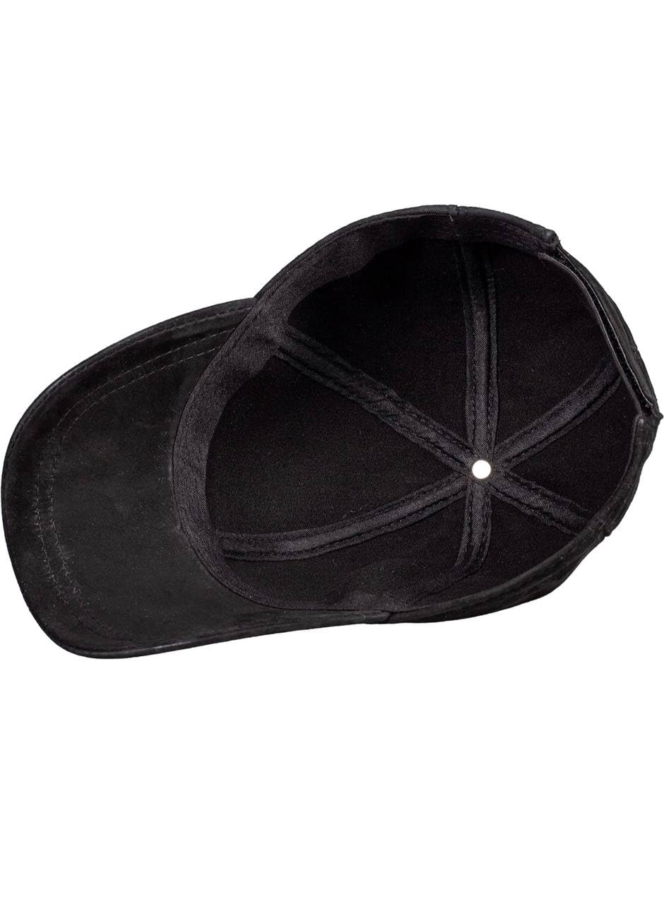 Lukkizara Suede Leather Lambskin Outdoor Unisex Baseball Sport Cap Black