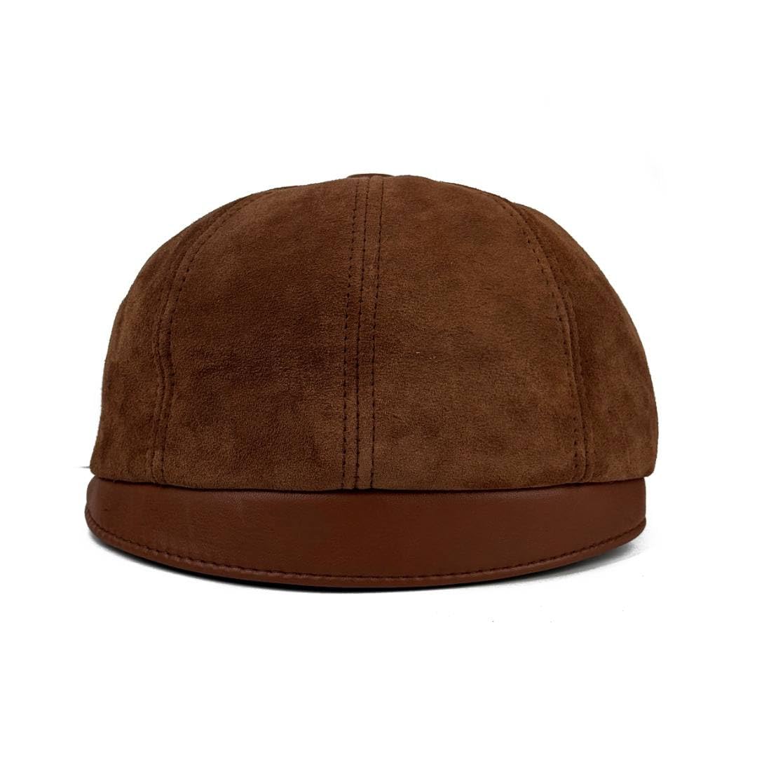 Lukkizara Men's Leather Newsboy Cap Cabbie Beret Real Leather Flat Hat Vitage Style Ascot Hat