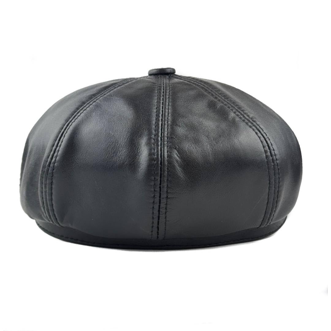 8 Panels Newsboy Cap for Women, Real Leather Cabbie Painter Hat Gatsby Ivy Beret Cap