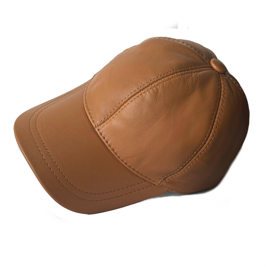 Genuine Leather Baseball Cap 100% Real Lambskin Leather Hat | Ball Cap