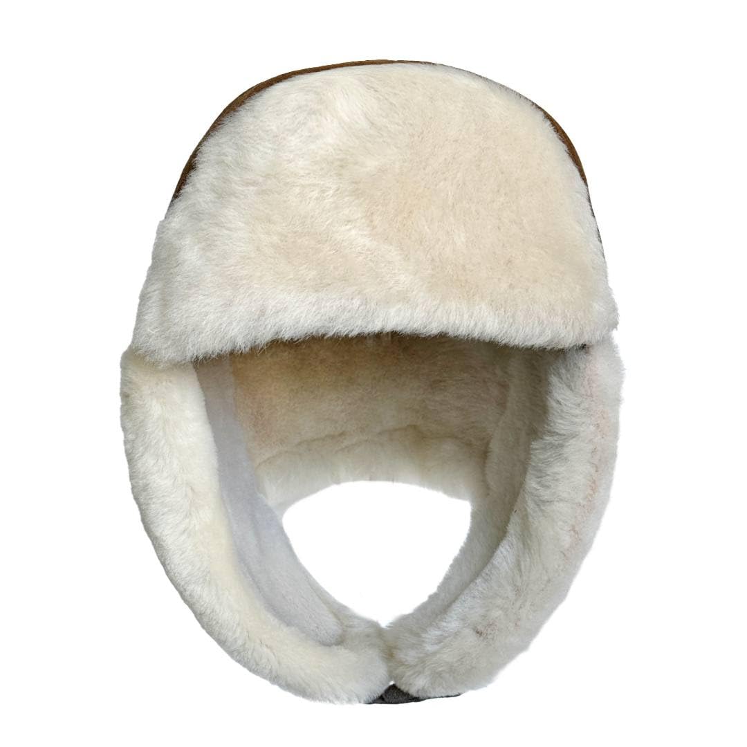 Leather Aviator Russian Ushanka Trapper Shearling Sheepskin Fur Ear Flap Waterproof Winter Hat