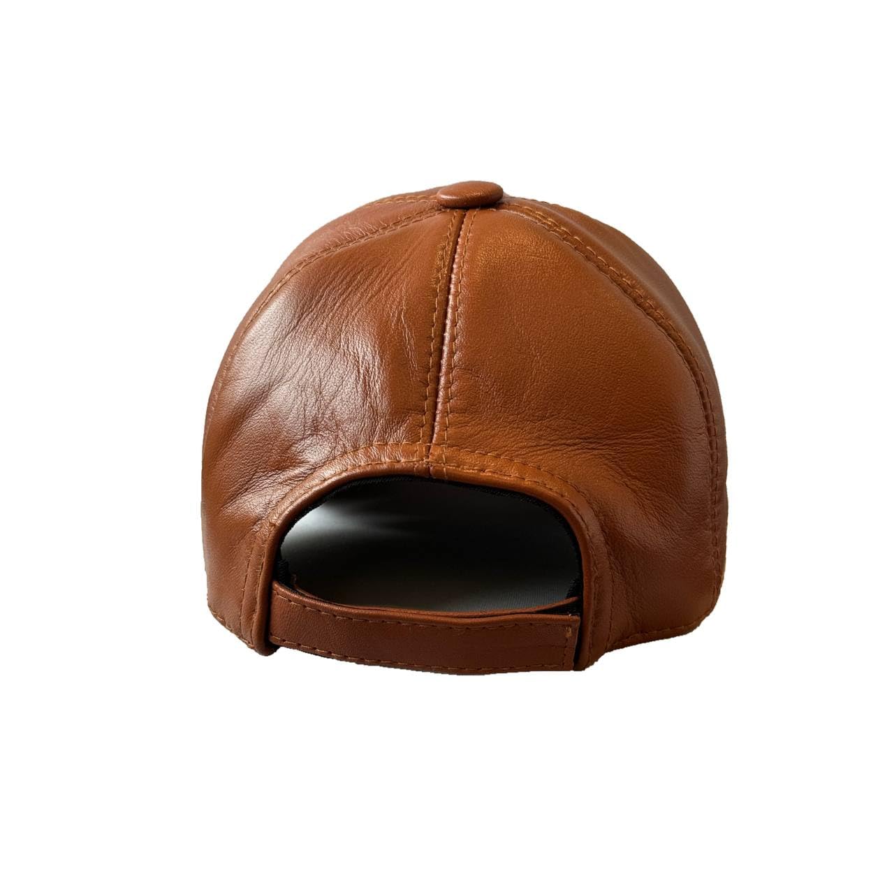 100% Real Genuine Sheepskin Baseball Cap Hat Sports Visor Saddle Tan