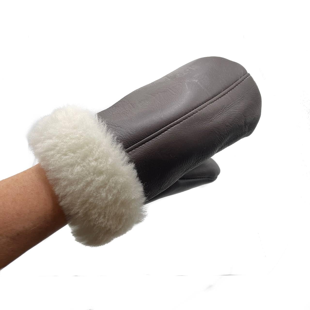 Lukkizara Men's and Women's Premium Shearling Sheepskin Leather Fur Mittens
