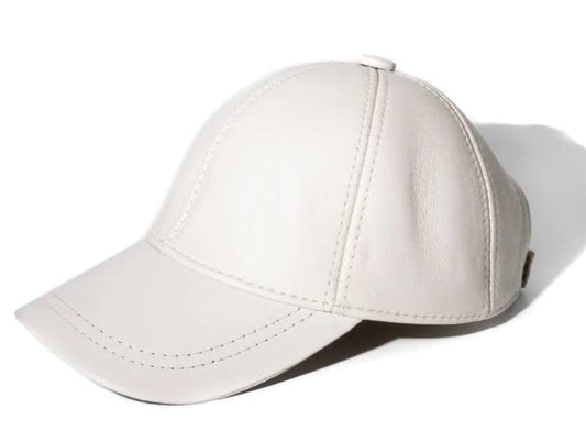 Leather Baseball Cap Soft Lambskin Hat Classic Adjustable Referee Snapback Dad Hat