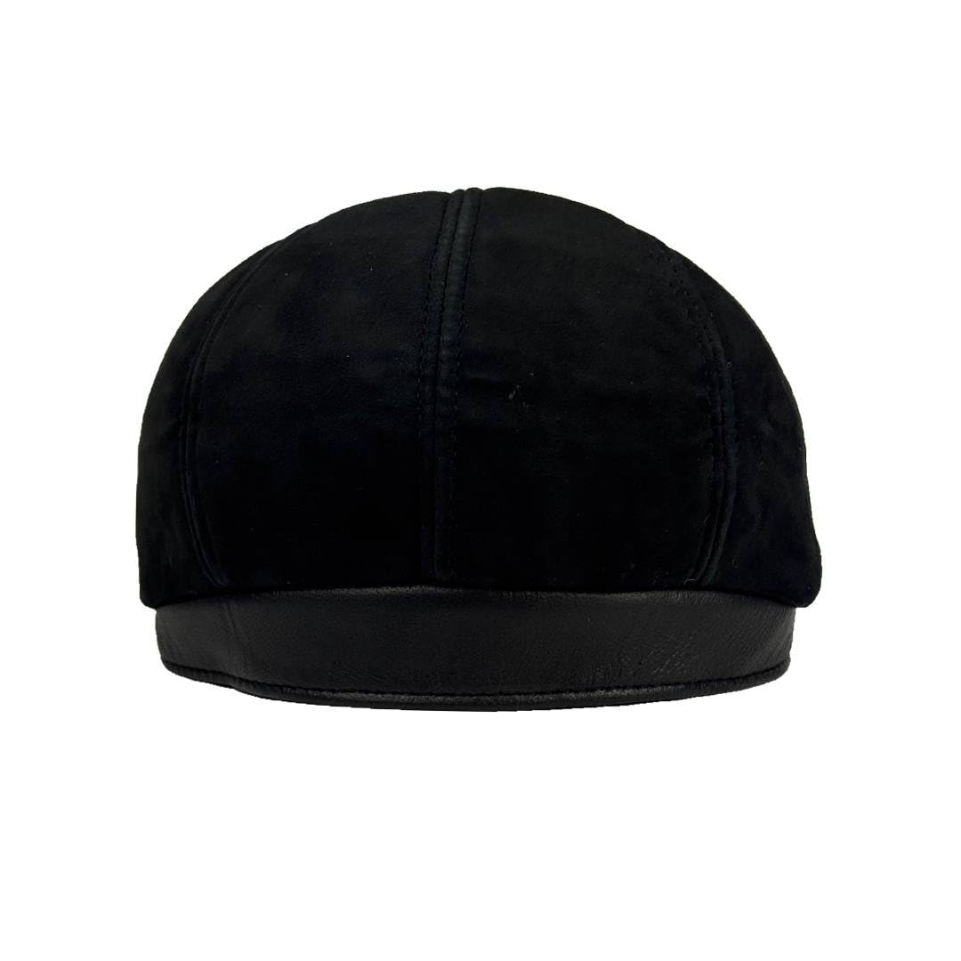 Lukkizara Men's Leather Newsboy Cap Cabbie Beret Real Leather Flat Hat Vitage Style Ascot Hat