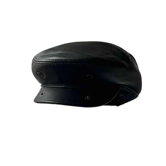 Lukkizara Leather Ivy Cap Men's Newsboy Hat Cabbie Beret Real Leather Flat Ascot Hat