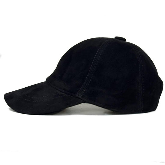 Lukkizara Suede Leather Lambskin Outdoor Unisex Baseball Sport Cap Black