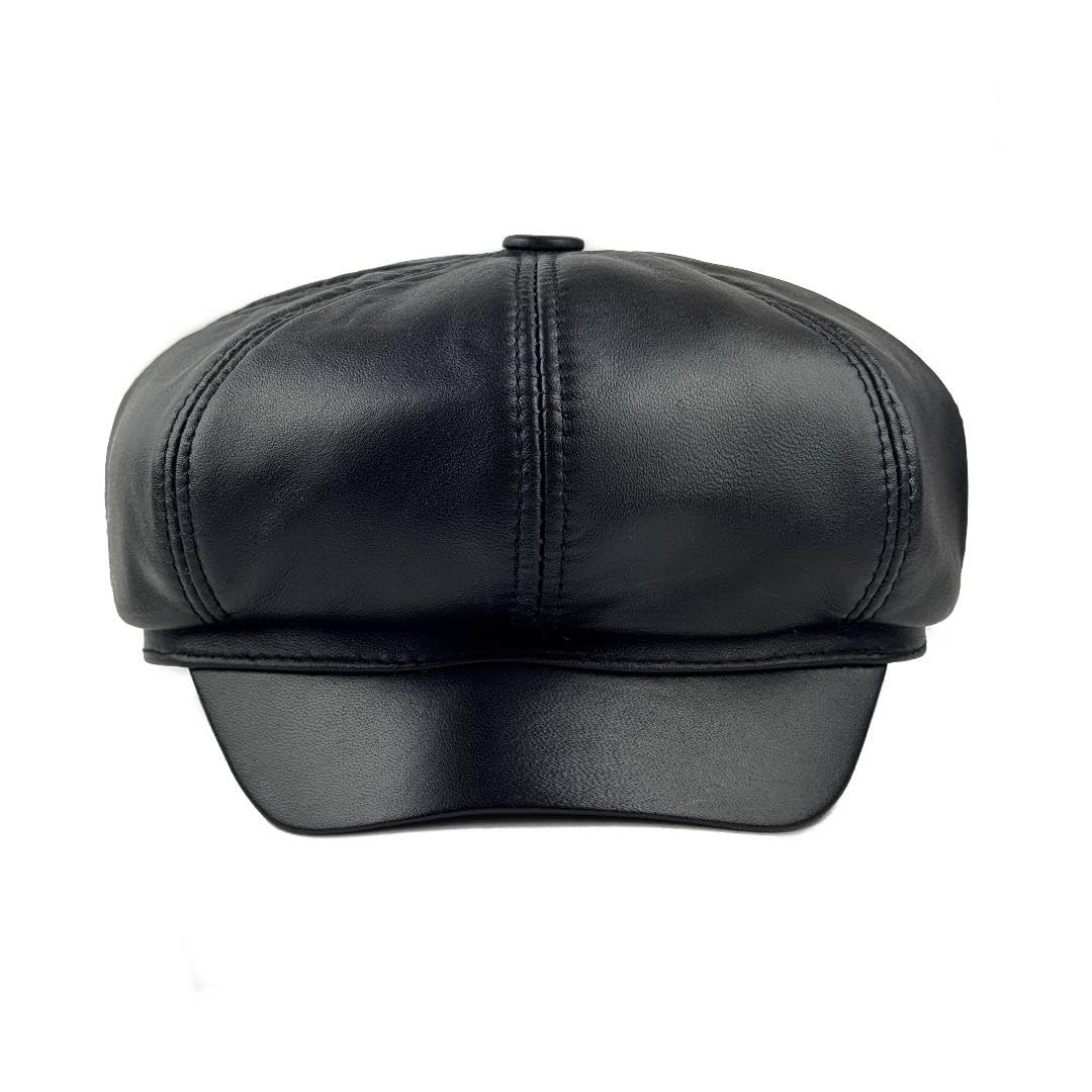 8 Panels Newsboy Cap for Women, Real Leather Cabbie Painter Hat Gatsby Ivy Beret Cap
