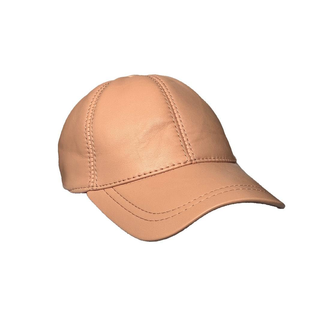 Leather Baseball Cap Genuine Lambskin Leather Hat Sports Visor Adjustable Strap