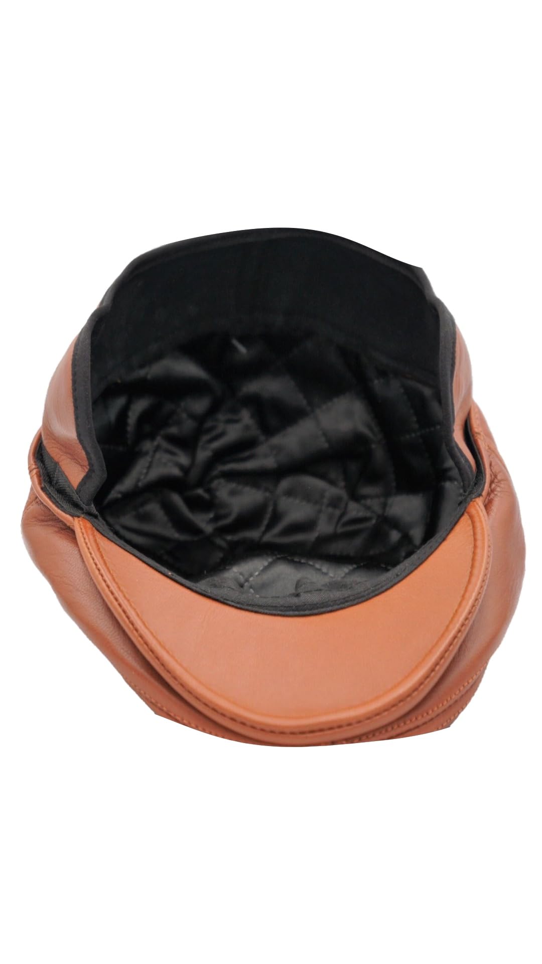 Generic Men's Brown Ivy League Classic Flat Cap - Newsboy Cap - Genuine Sheepskin Leather - Warm & Breathable - Ear Warmer