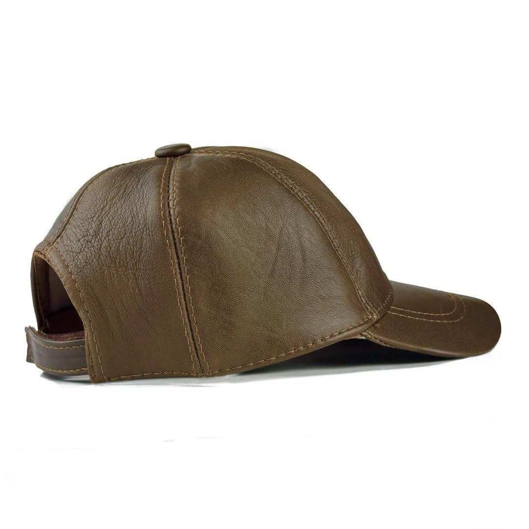 Lukkizara Real Genuine Lambskin Leather Baseball Cap Hat Sports Visor