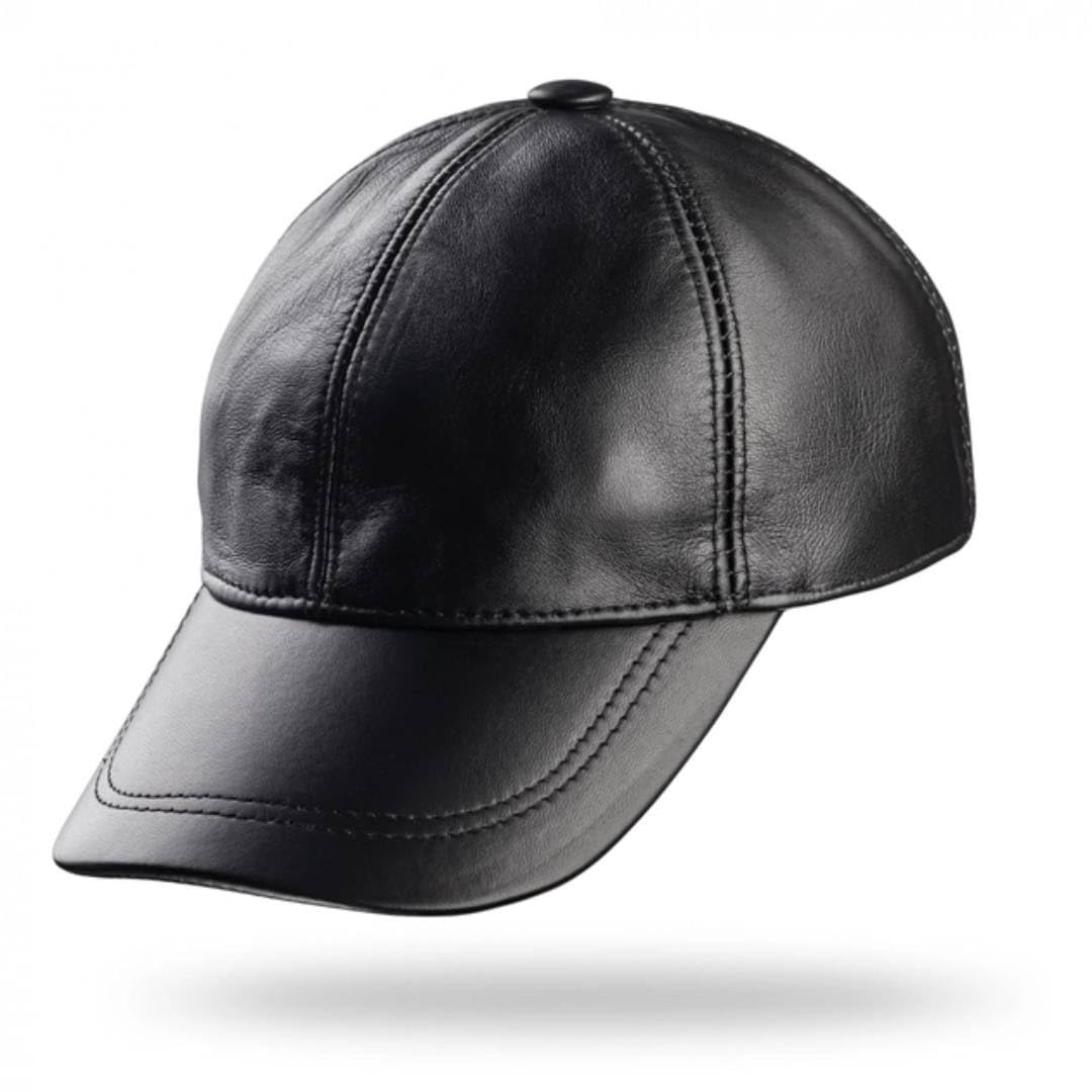 100% Real Genuine Lambskin Leather Baseball Cap Hat Sports Visor Black