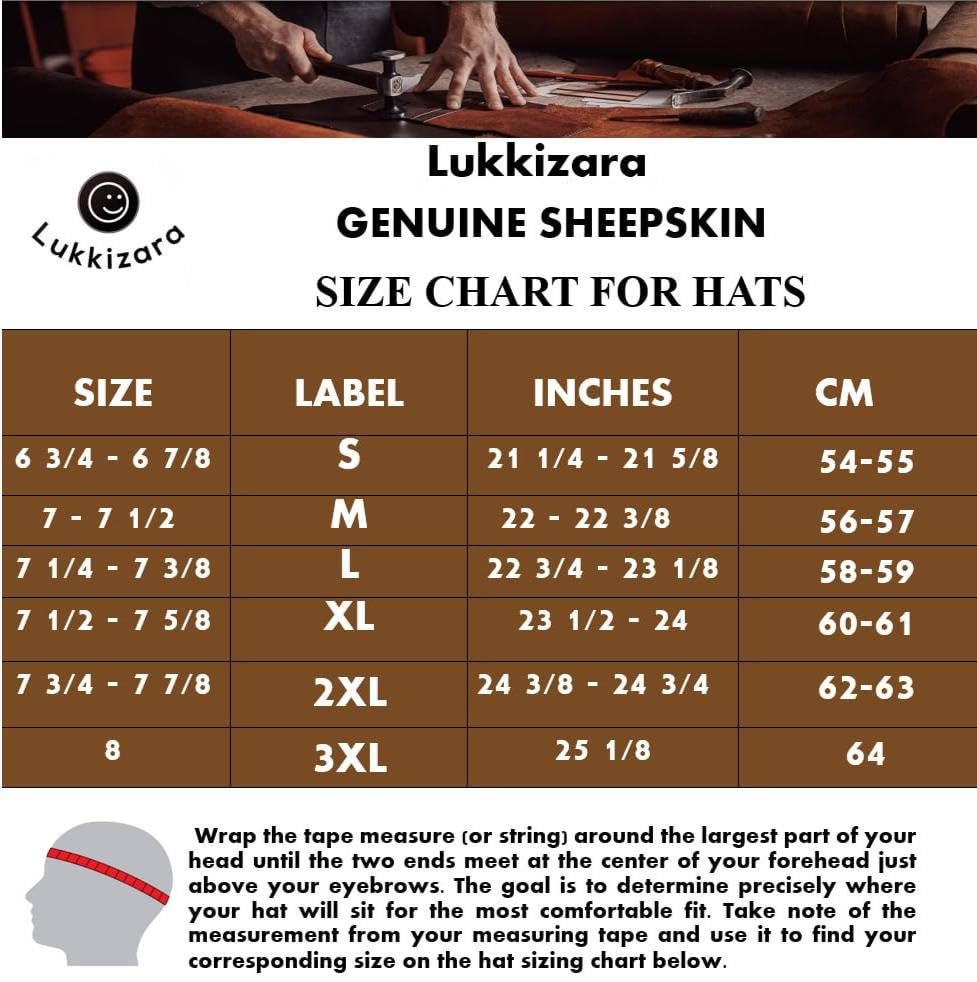 Premium Leather Unisex Shearling Sheepskin Fur Winter Beanie - Warm Wool Skull Hat for Men & Women