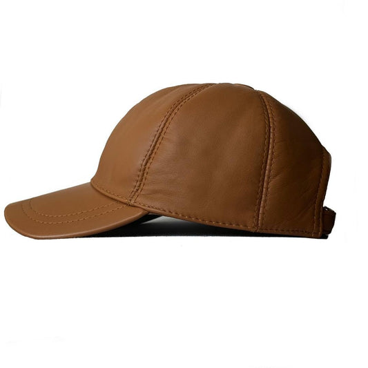 Leather Cap for Men Women Genue Lambskin Leather Winter Hat White