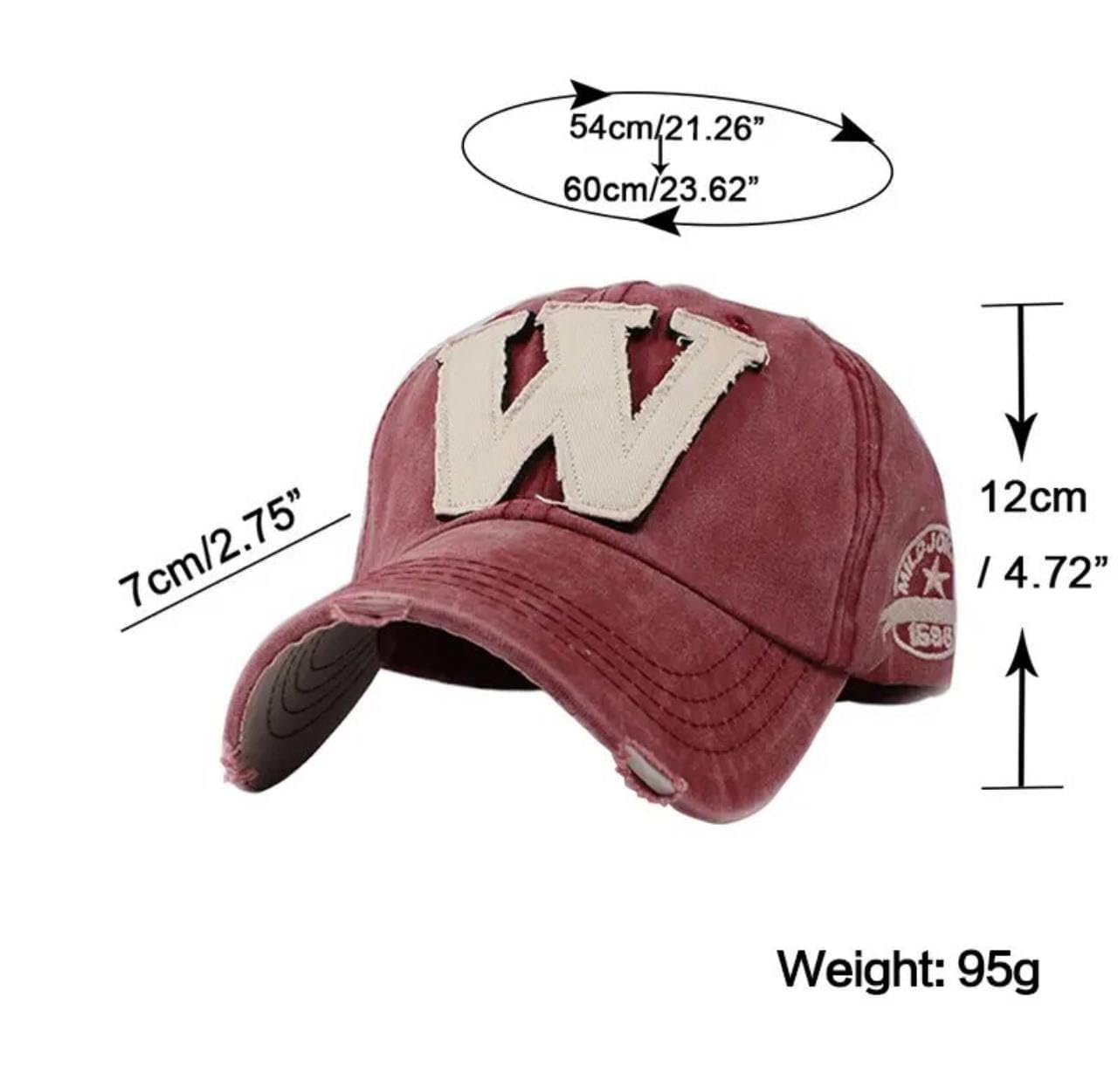 Distressed Vintage Hat Adjustable Snapback Retro Style, Cotton Baseball Cap Trucker Hiking Hat