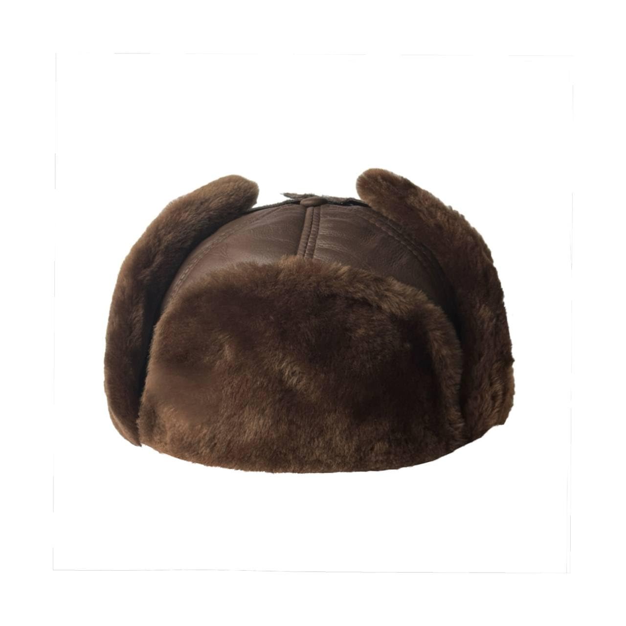 Leather Aviator Russian Ushanka Trapper Shearling Sheepskin Fur Ear Flap Waterproof Winter Hat