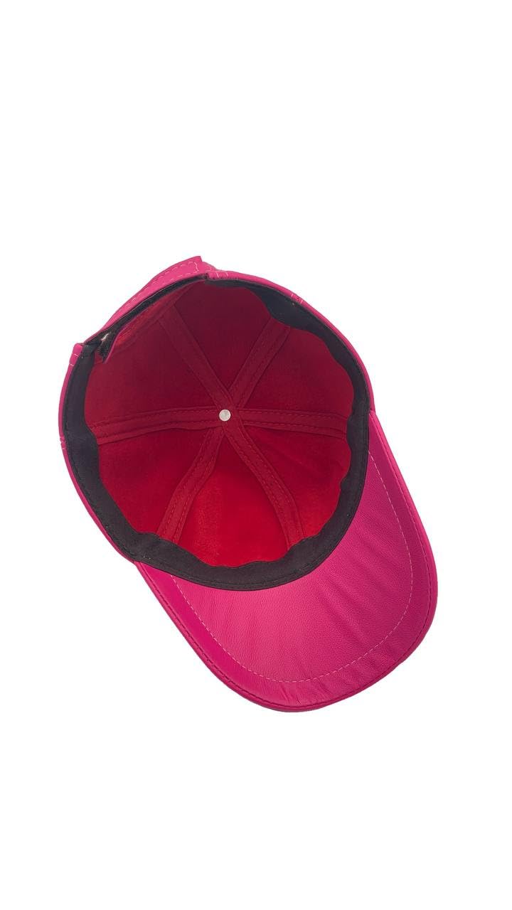 Lukkizara Real Leather Baseball Cap for Women. 100% Genuine Sheepskin Adjustable Classic Hat for Walking. Pink