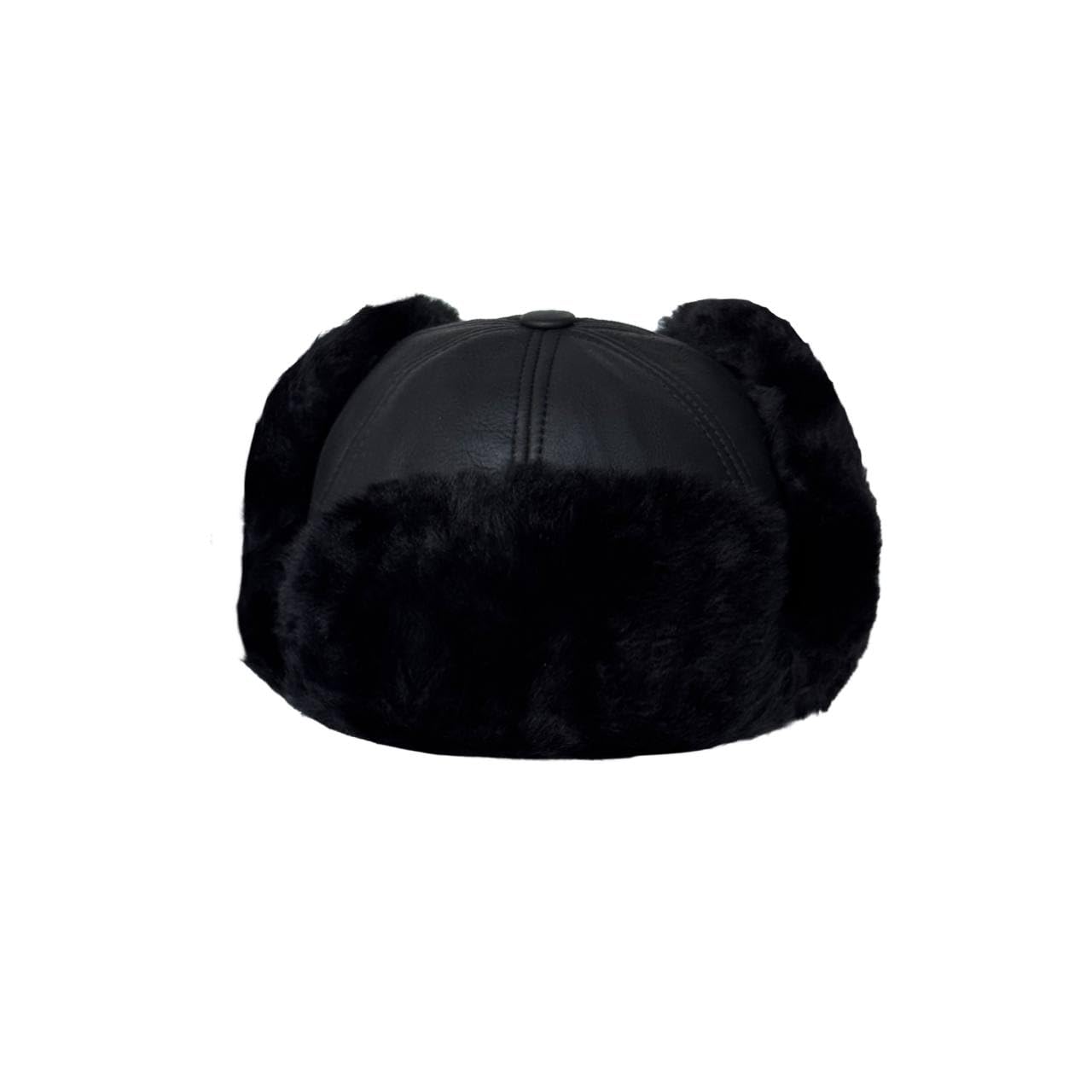 Leather Aviator Russian Ushanka Trapper Shearling Sheepskin Fur Ear Flap Waterproof Winter Hat