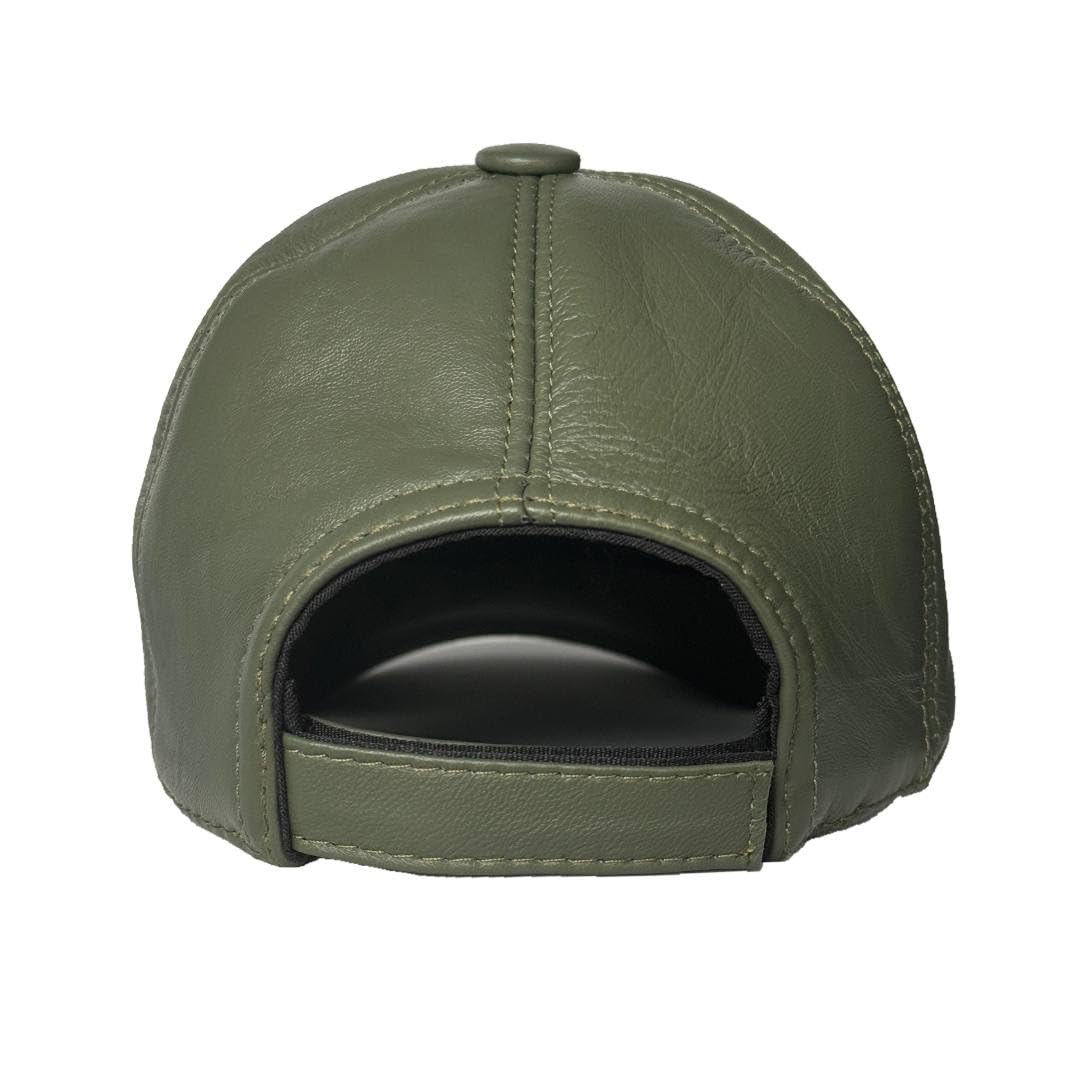 Lukkizara Leather Baseball Cap Genuine Lambskin Leather Hat Sports Visor Adjustable Strap