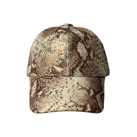 Snakeskin Leather Basseball Cap Unisex Cusual-Dad-Hat Grey