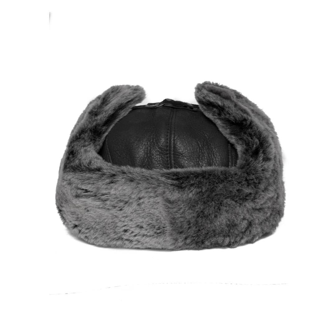 Leather Aviator Russian Ushanka Trapper Shearling Sheepskin Fur Ear Flap Waterproof Winter Hat