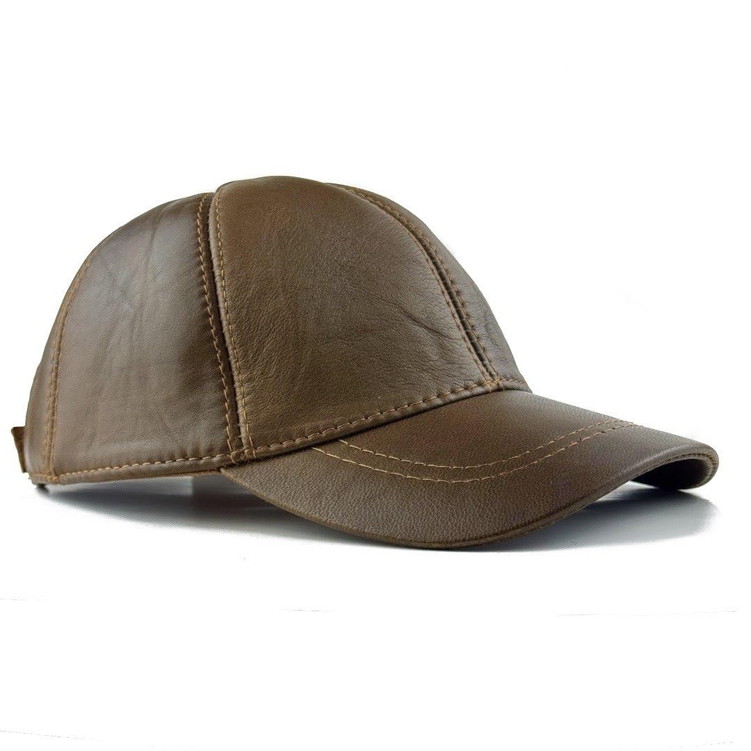 Premium Real Leather Baseball Cap – Adjustable Vintage Hat for Men & Women – Classic 6-Panel Design, Soft Genuine Leather