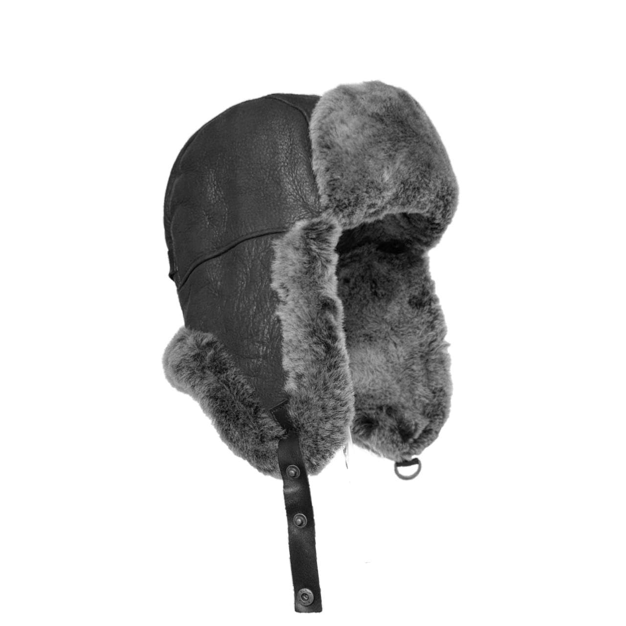 Leather Aviator Russian Ushanka Trapper Shearling Sheepskin Fur Ear Flap Waterproof Winter Hat