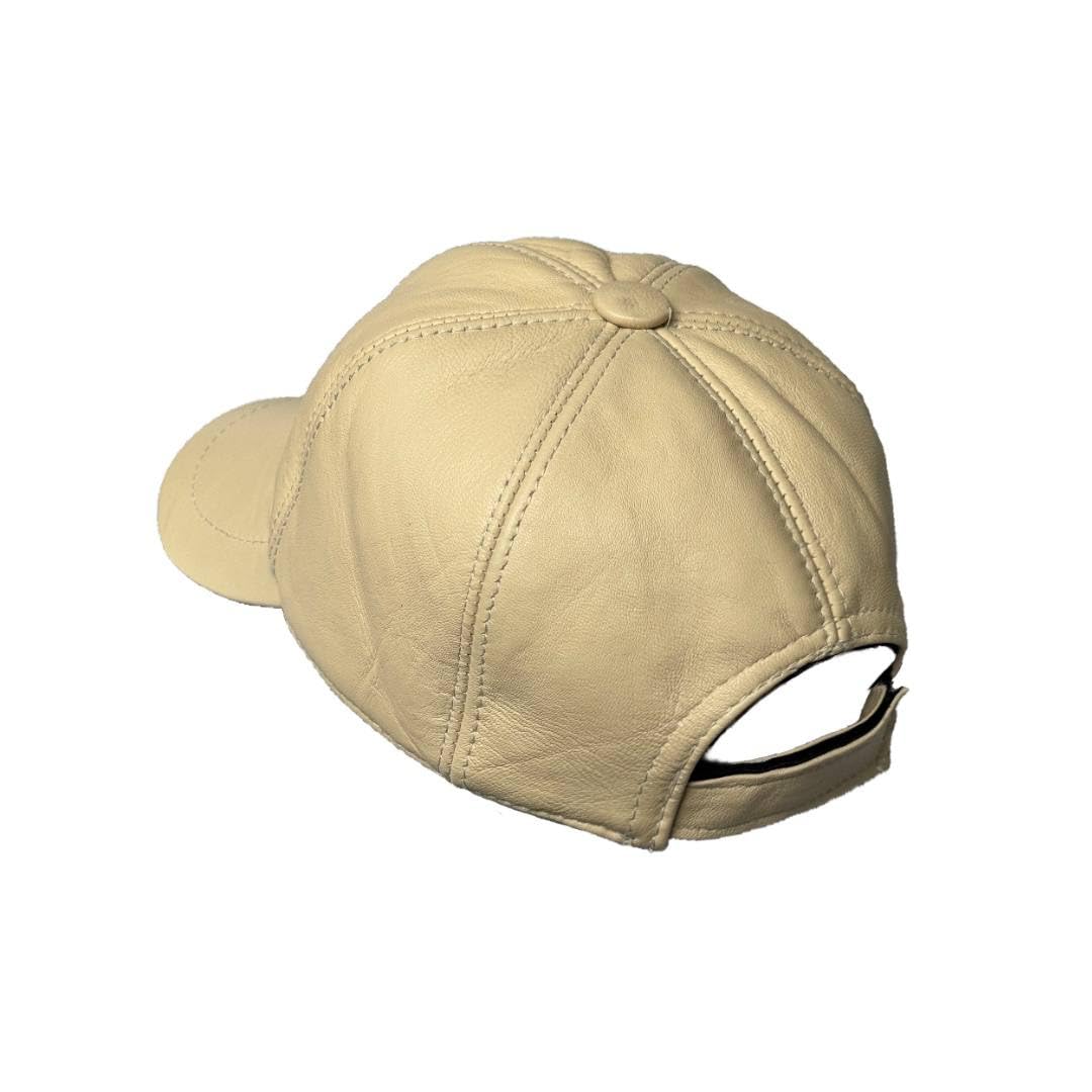 Leather Cap for Men Women Genue Lambskin Leather Winter Hat White