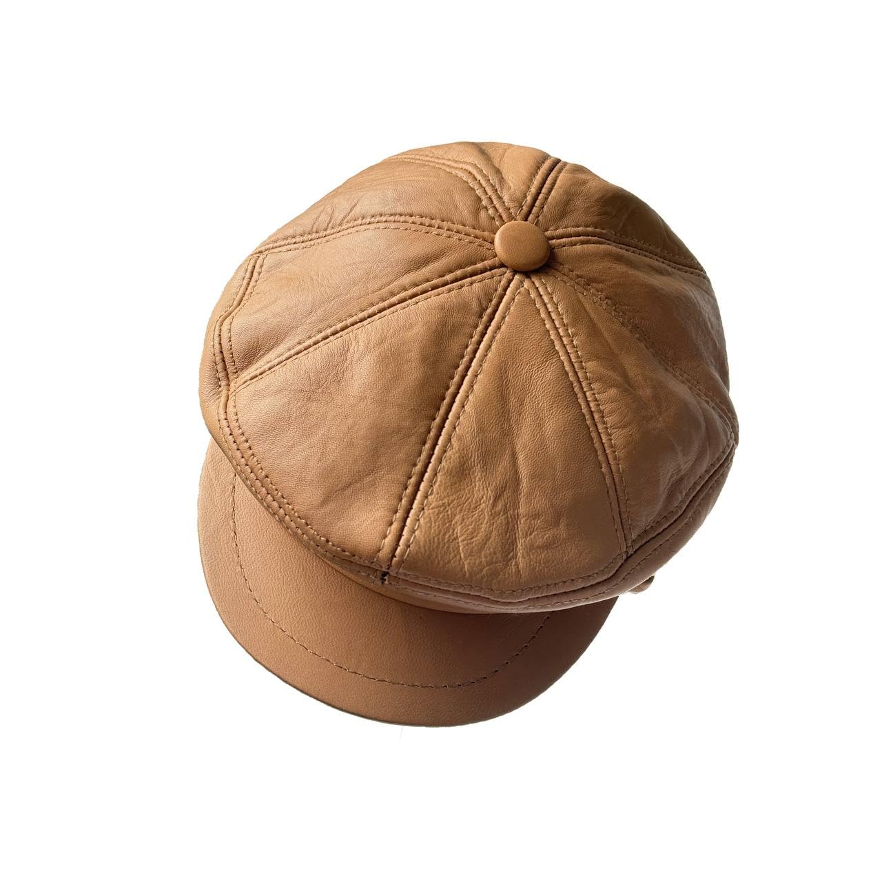 Men's Leather Newsboy Cap Cabbie Beret Real Leather Flat Hat Vintage Style Ascot Hat
