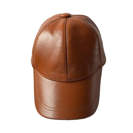 100% Real Genuine Sheepskin Baseball Cap Hat Sports Visor Saddle Tan