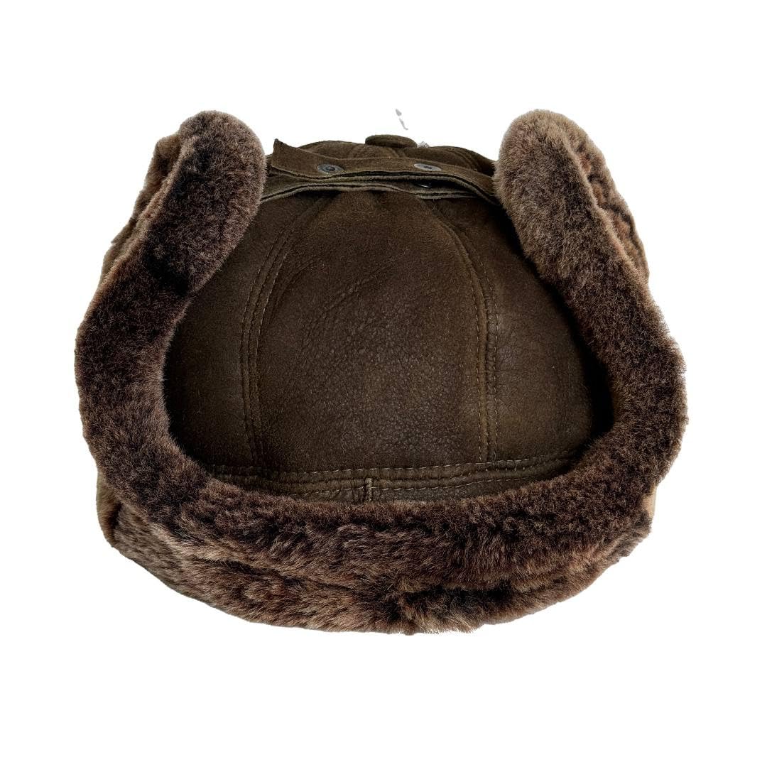 Leather Aviator Russian Ushanka Trapper Shearling Sheepskin Fur Ear Flap Waterproof Winter Hat