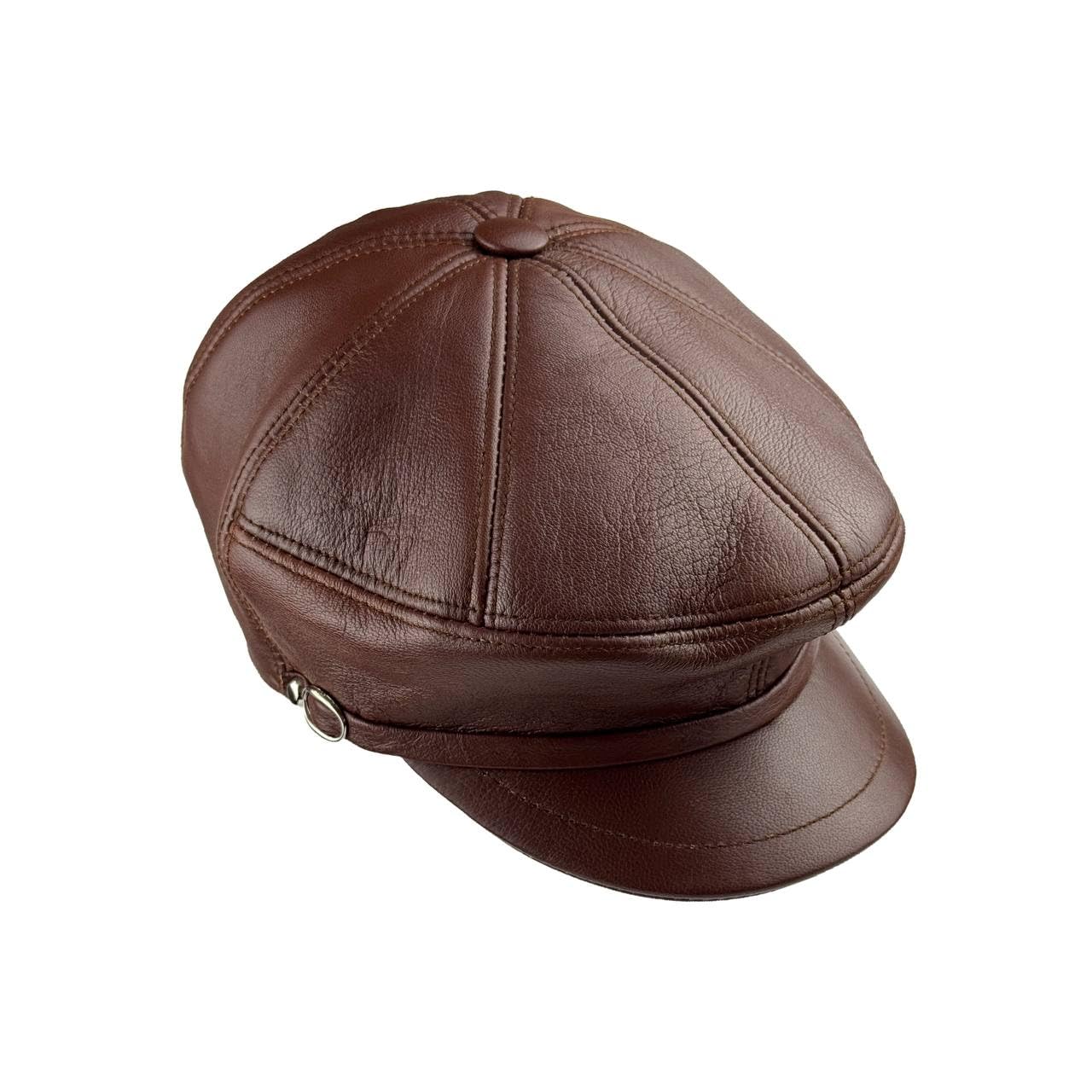 Men's Leather Newsboy Cap Cabbie Beret Real Leather Flat Hat Vintage Style Ascot Hat