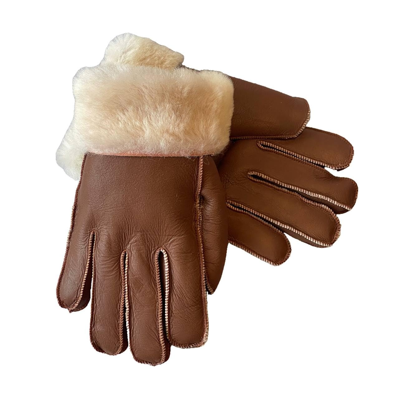 Lukkizara Gloves Leather Shearling Sheepskin Fur Unisex Winter Warm Gloves S-2XL