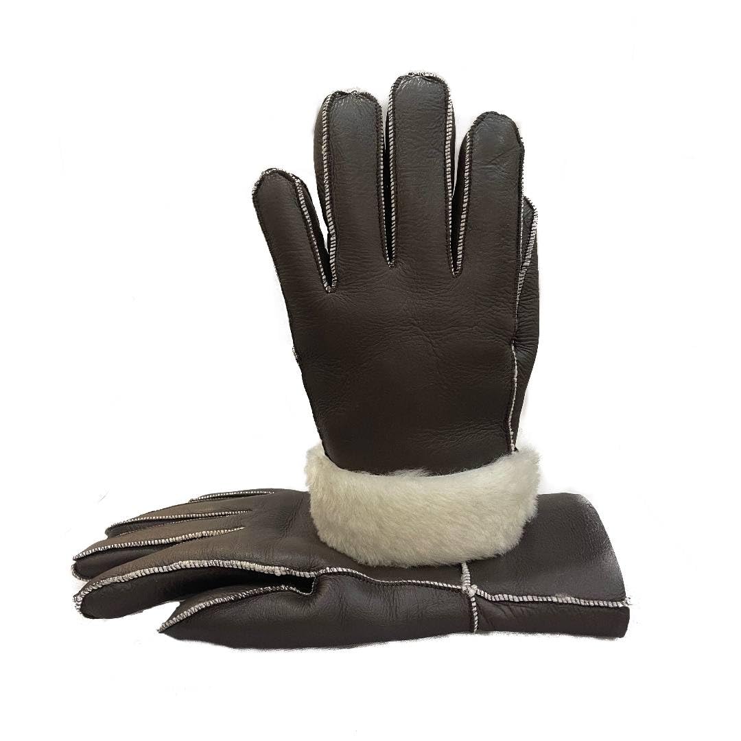 Lukkizara Gloves Leather Shearling Sheepskin Fur Unisex Winter Warm Gloves S-2XL
