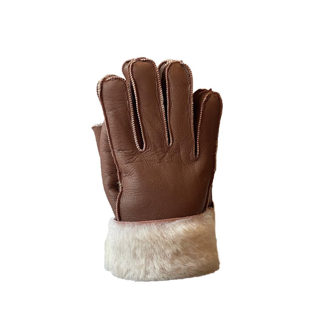 Lukkizara Gloves Leather Shearling Sheepskin Fur Unisex Winter Warm Gloves S-2XL
